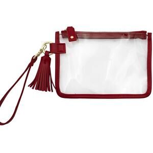 Game Day Clear Tassel Wristlet Crimson